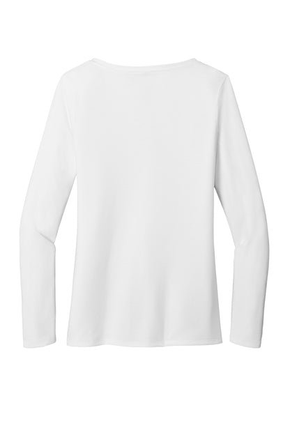 District Women's Perfect Tri Long Sleeve V-Neck Tee DT135 White