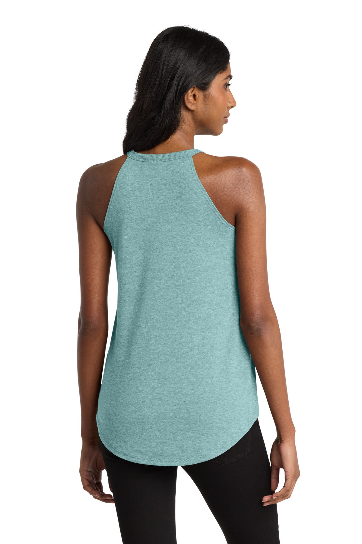 District Women's Perfect Tri Rocker Tank DT137L Heathered Eucalyptus Blue