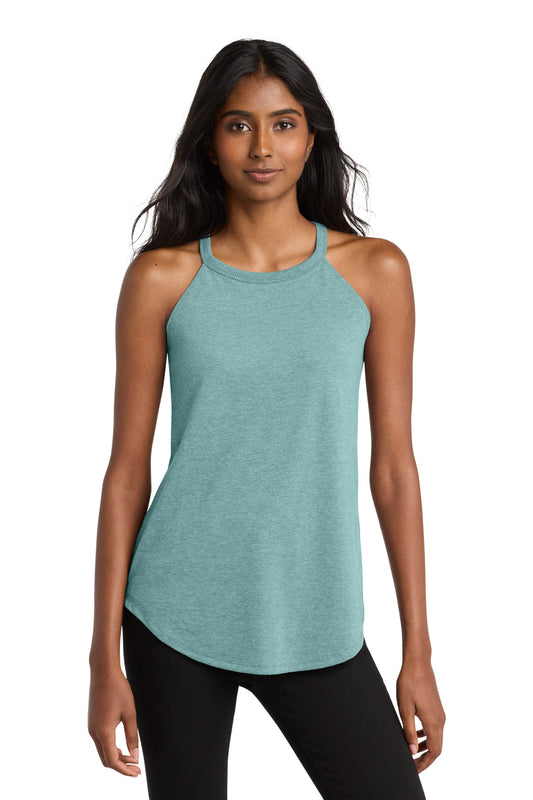District Women's Perfect Tri Rocker Tank DT137L Heathered Eucalyptus Blue