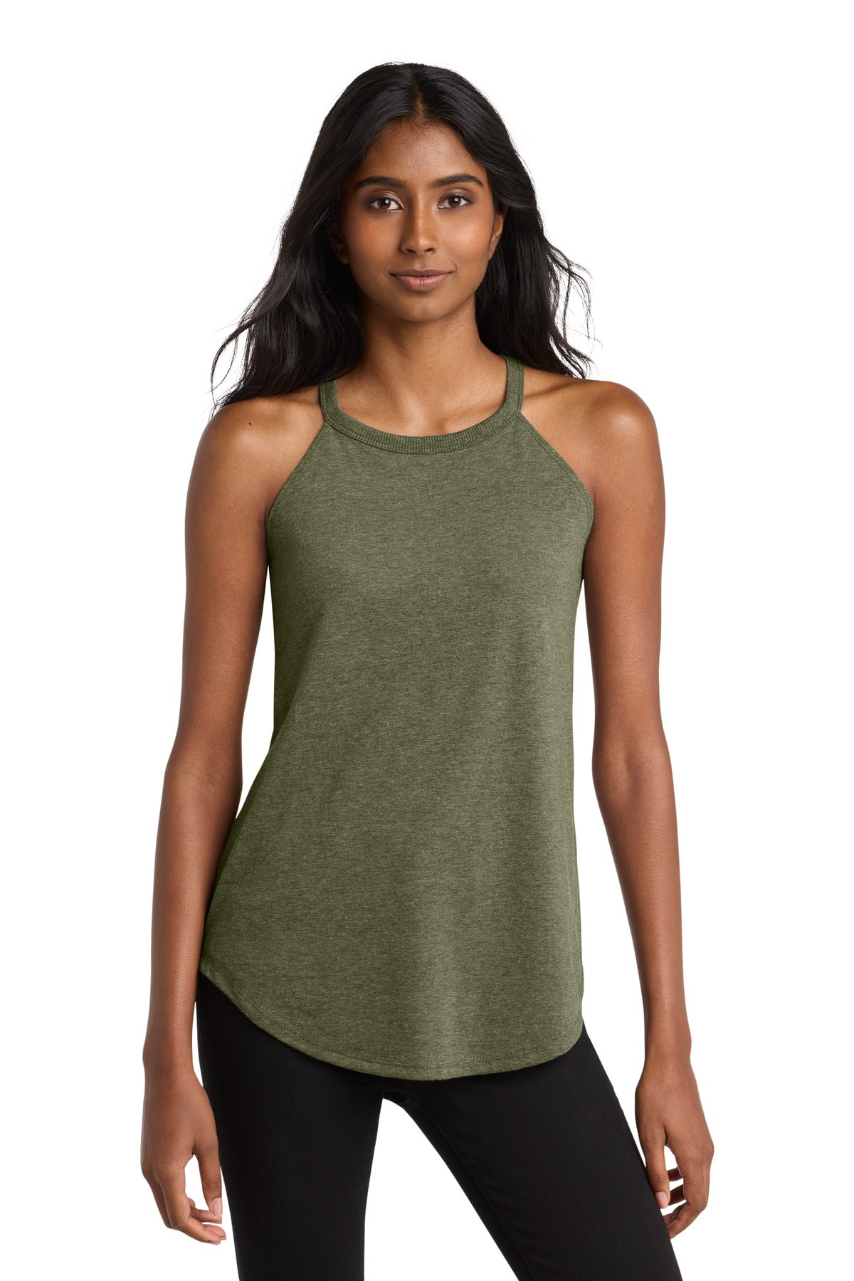 District Women's Perfect Tri Rocker Tank DT137L Military Green Frost