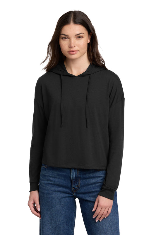 District Women's Perfect Tri Midi Long Sleeve Hoodie DT1390L Black
