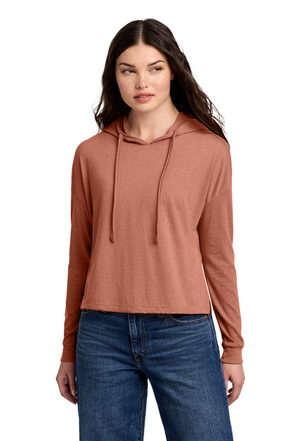 District Women's Perfect Tri Midi Long Sleeve Hoodie DT1390L Desert Rose Heather