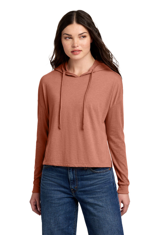 District Women's Perfect Tri Midi Long Sleeve Hoodie DT1390L Desert Rose Heather