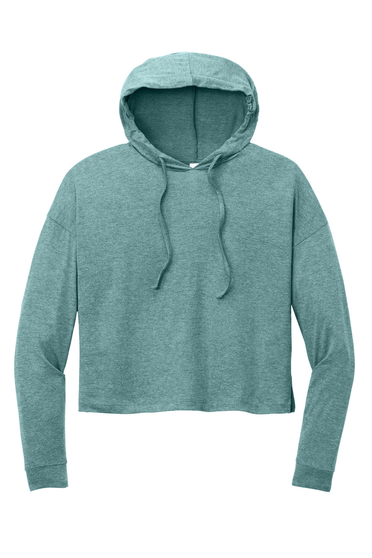 District Women's Perfect Tri Midi Long Sleeve Hoodie DT1390L Heathered Eucalyptus Blue