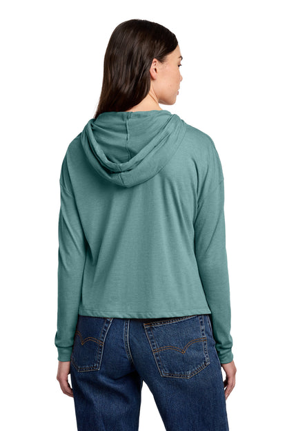District Women's Perfect Tri Midi Long Sleeve Hoodie DT1390L Heathered Eucalyptus Blue