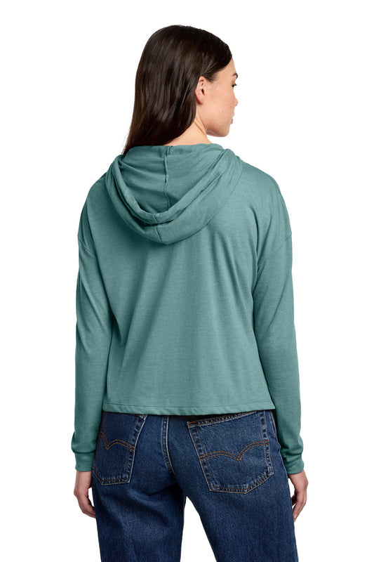 District Women's Perfect Tri Midi Long Sleeve Hoodie DT1390L Heathered Eucalyptus Blue