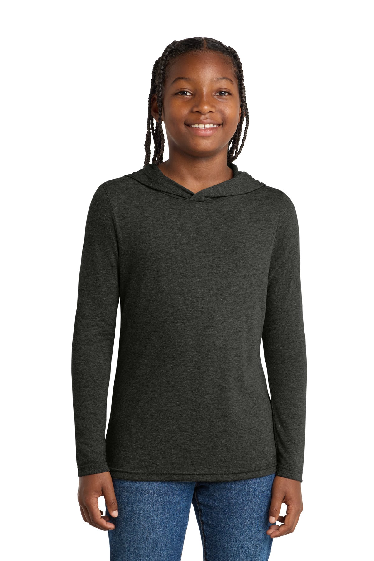 District Youth Perfect Tri Long Sleeve Hoodie DT139Y Black Frost