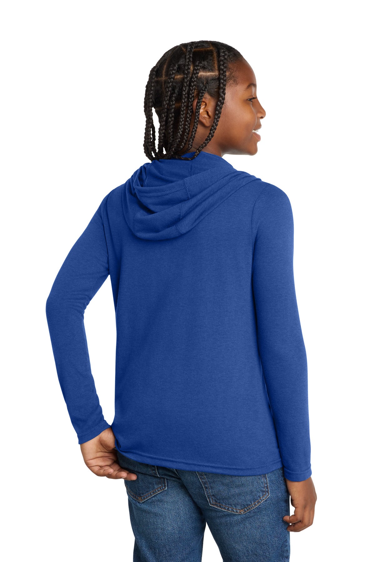 District Youth Perfect Tri Long Sleeve Hoodie DT139Y Deep Royal