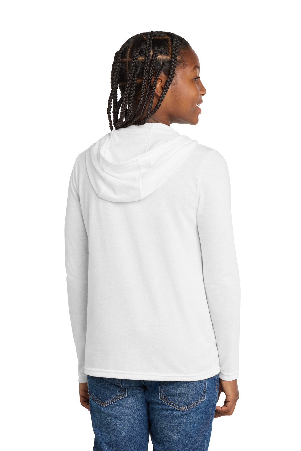 District Youth Perfect Tri Long Sleeve Hoodie DT139Y White