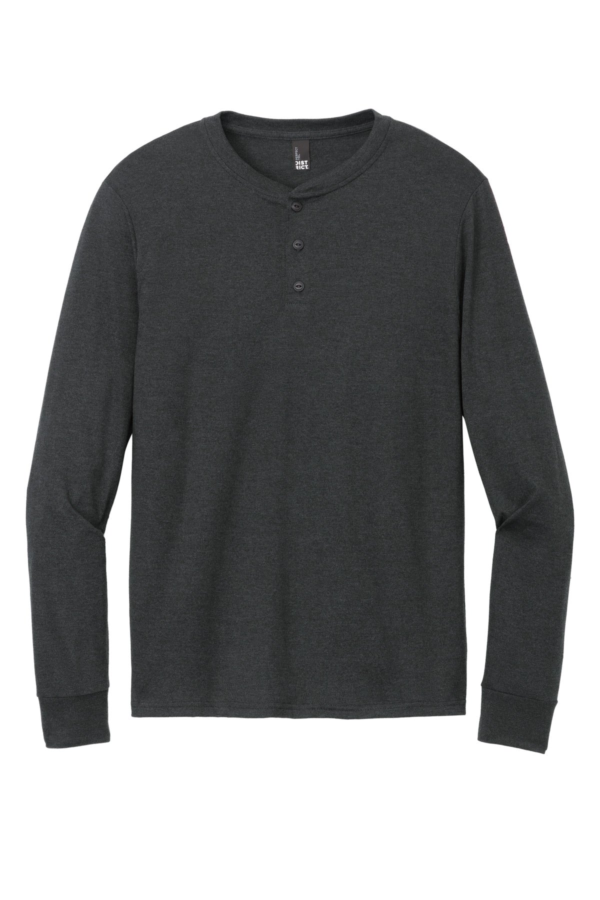 District Perfect Tri Long Sleeve Henley DT145 Black Frost