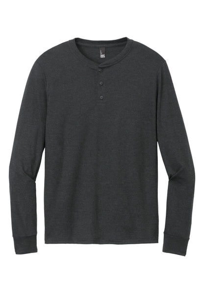 District Perfect Tri Long Sleeve Henley DT145 Black Frost