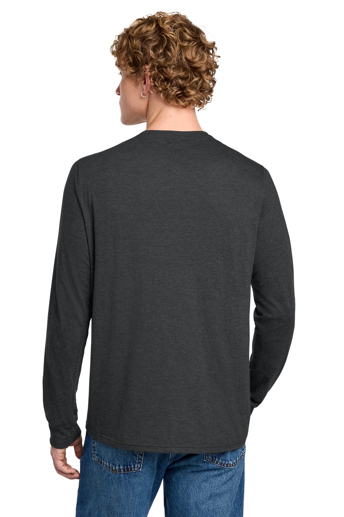 District Perfect Tri Long Sleeve Henley DT145 Black Frost