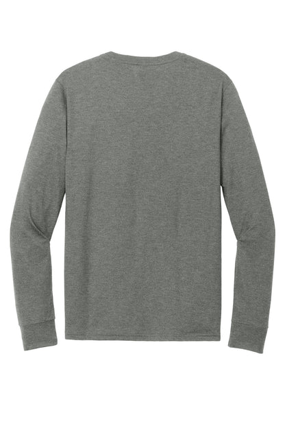 District Perfect Tri Long Sleeve Henley DT145 Heathered Charcoal