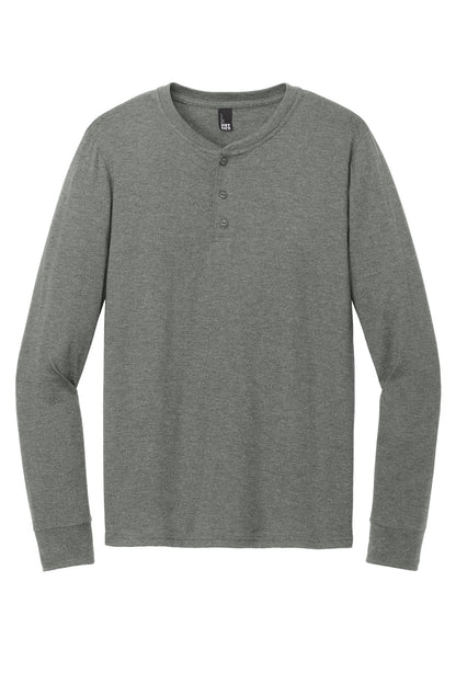District Perfect Tri Long Sleeve Henley DT145 Heathered Charcoal