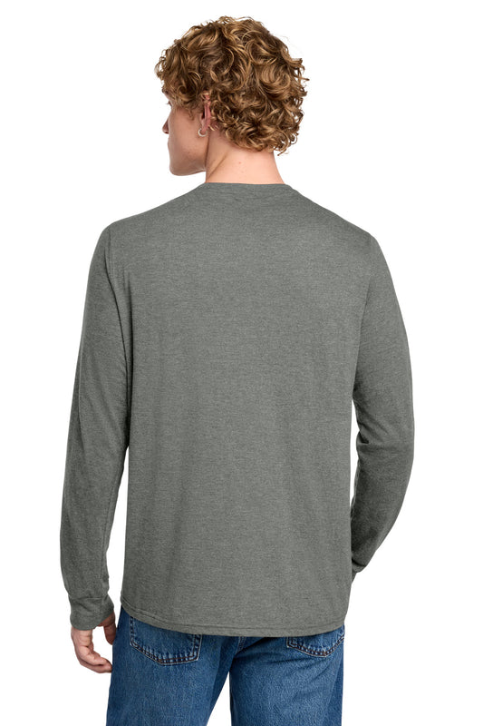District Perfect Tri Long Sleeve Henley DT145 Heathered Charcoal
