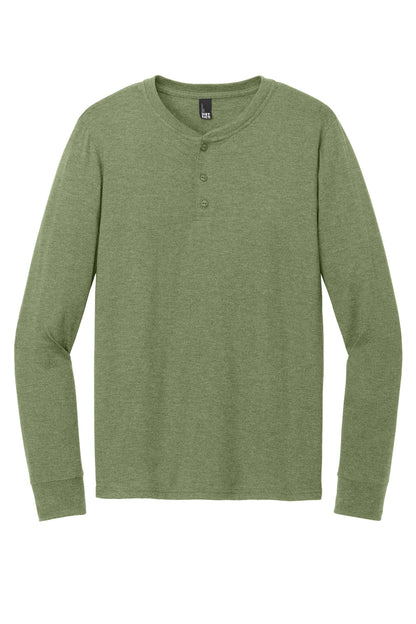 District Perfect Tri Long Sleeve Henley DT145 Military Green Frost