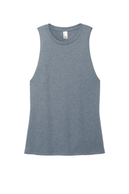 District Women's Perfect Tri Muscle Tank DT153 Flint Blue Heather