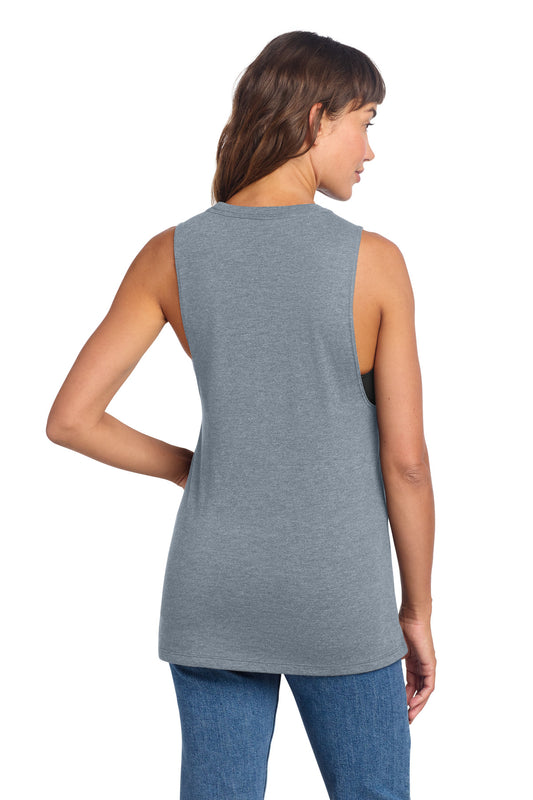District Women's Perfect Tri Muscle Tank DT153 Flint Blue Heather