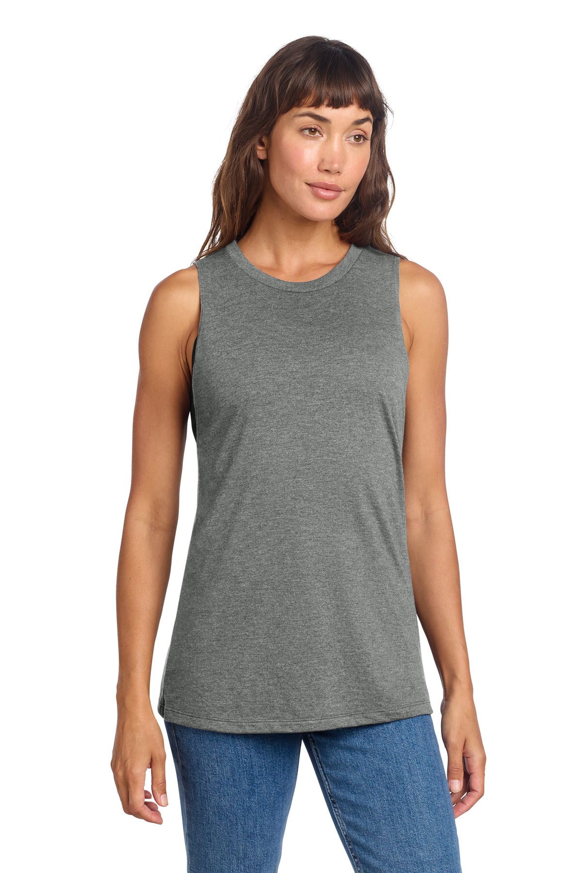 District Women's Perfect Tri Muscle Tank DT153 Heathered Charcoal