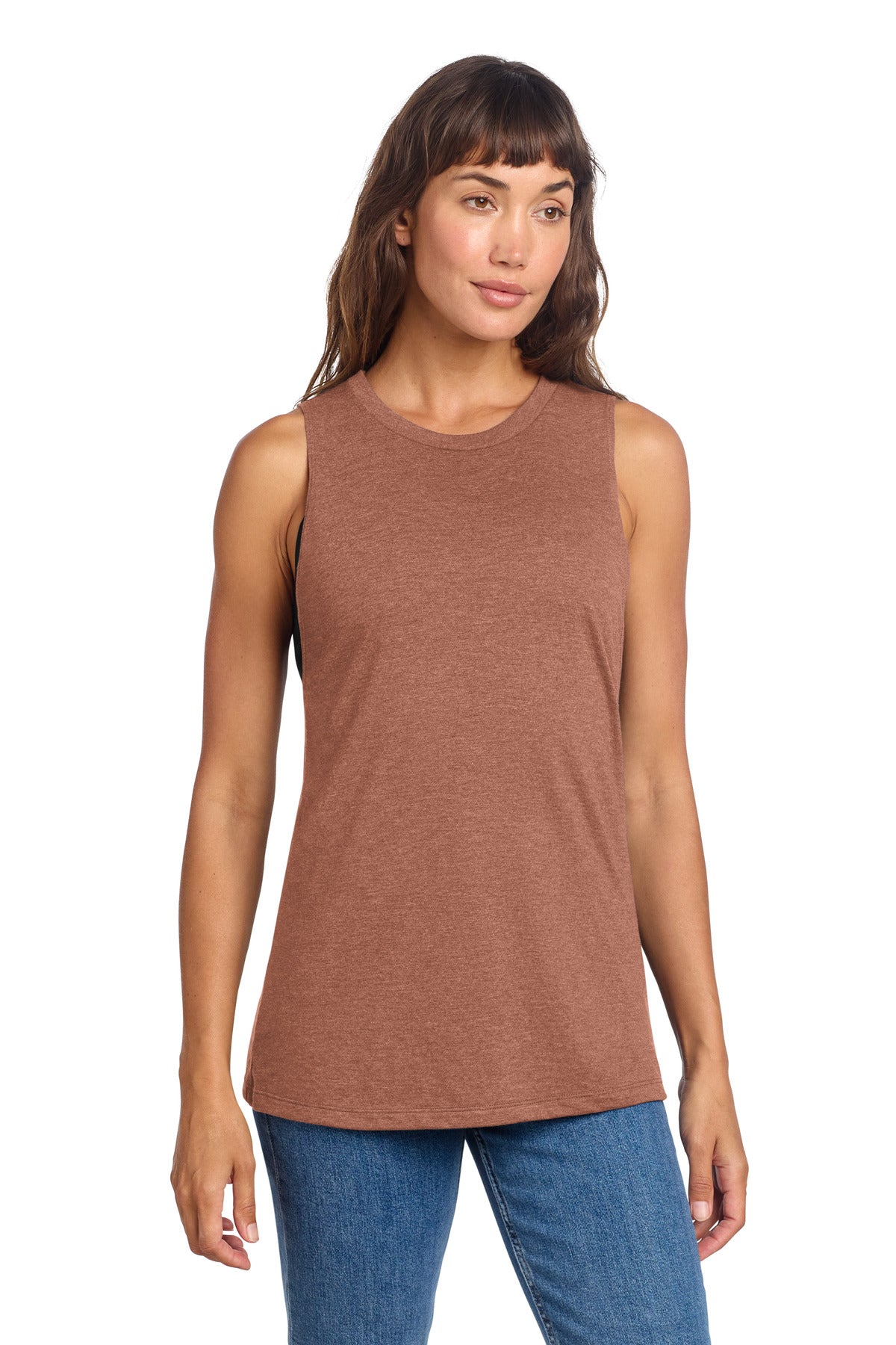 District Women's Perfect Tri Muscle Tank DT153 Heathered Russet