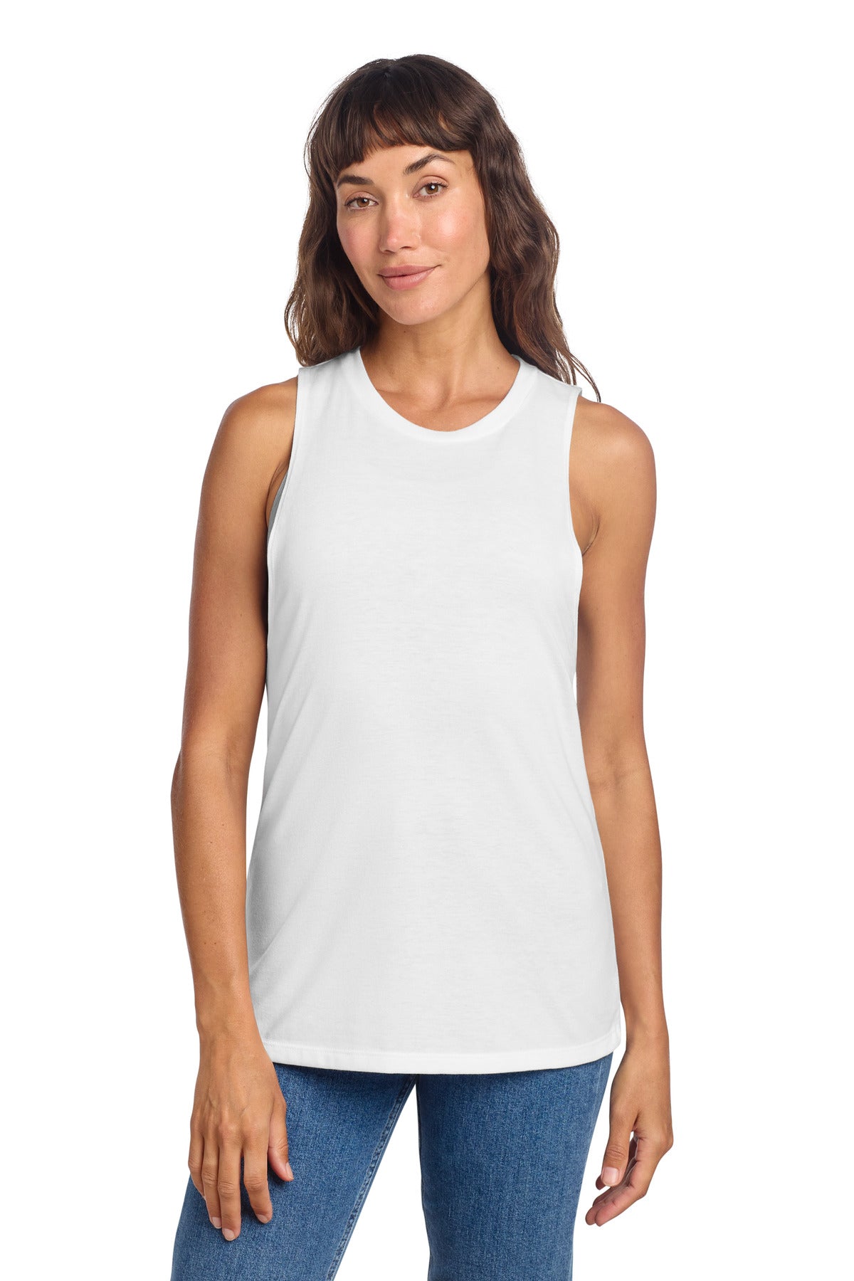 District Women's Perfect Tri Muscle Tank DT153 White