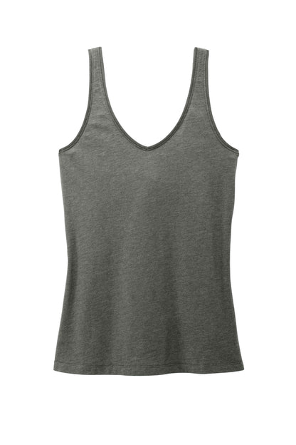 District Women's Perfect Blend CVC V-Neck Tank DT154 Heathered Charcoal