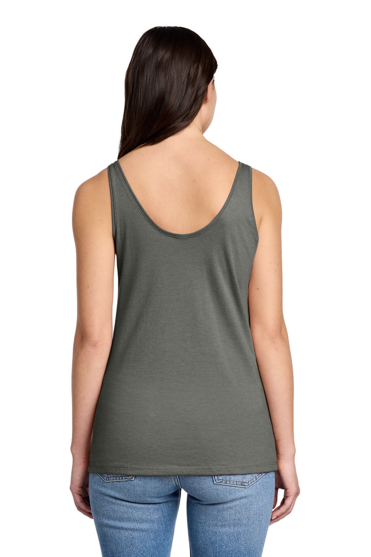District Women's Perfect Blend CVC V-Neck Tank DT154 Heathered Charcoal