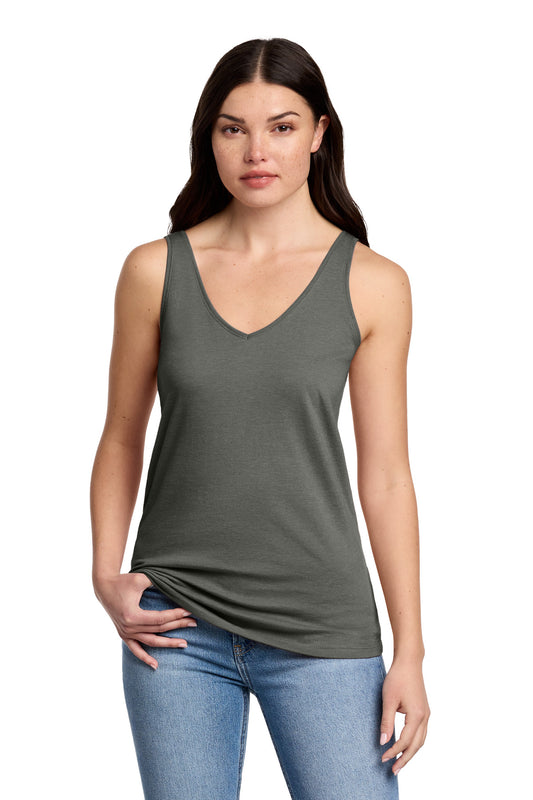 District Women's Perfect Blend CVC V-Neck Tank DT154 Heathered Charcoal