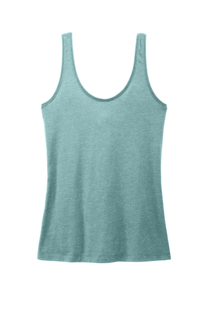 District Women's Perfect Blend CVC V-Neck Tank DT154 Heathered Eucalyptus Blue