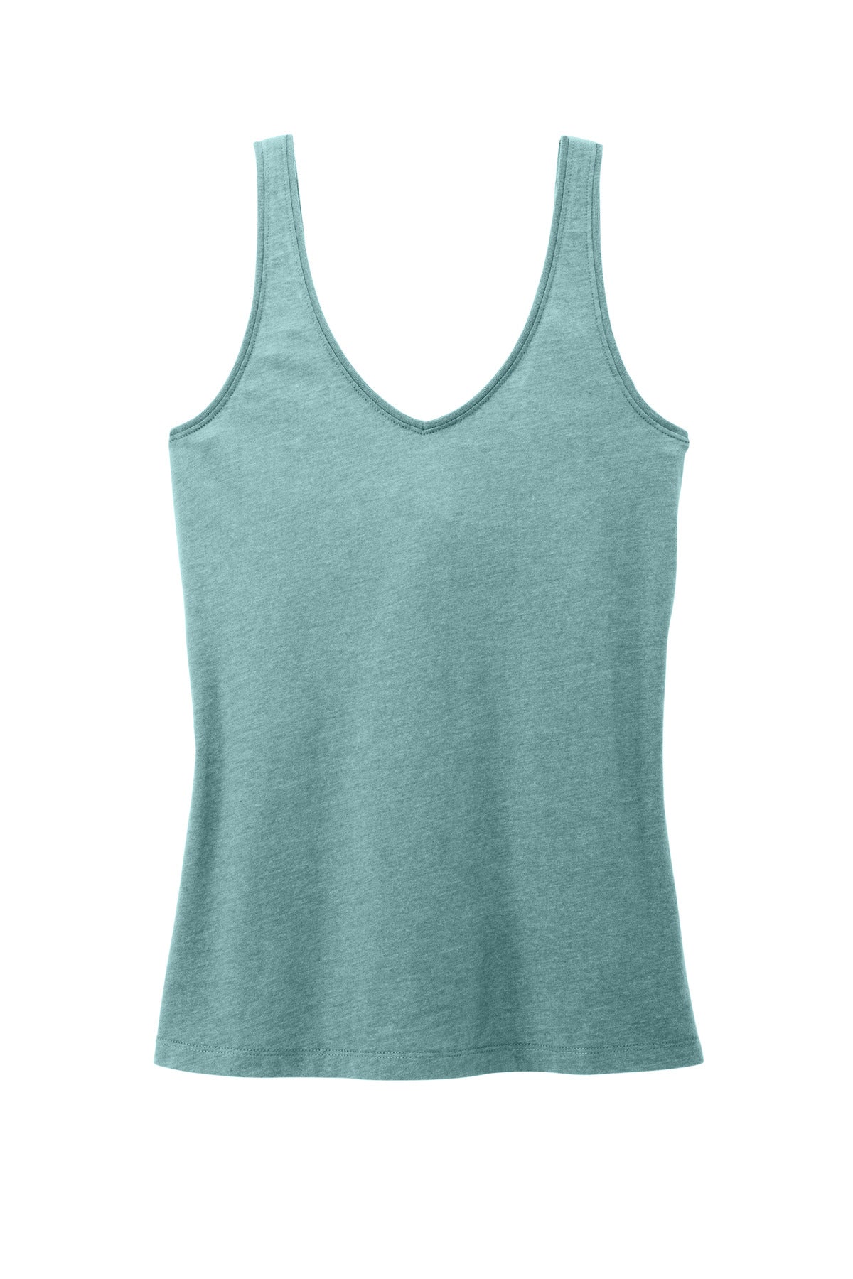 District Women's Perfect Blend CVC V-Neck Tank DT154 Heathered Eucalyptus Blue