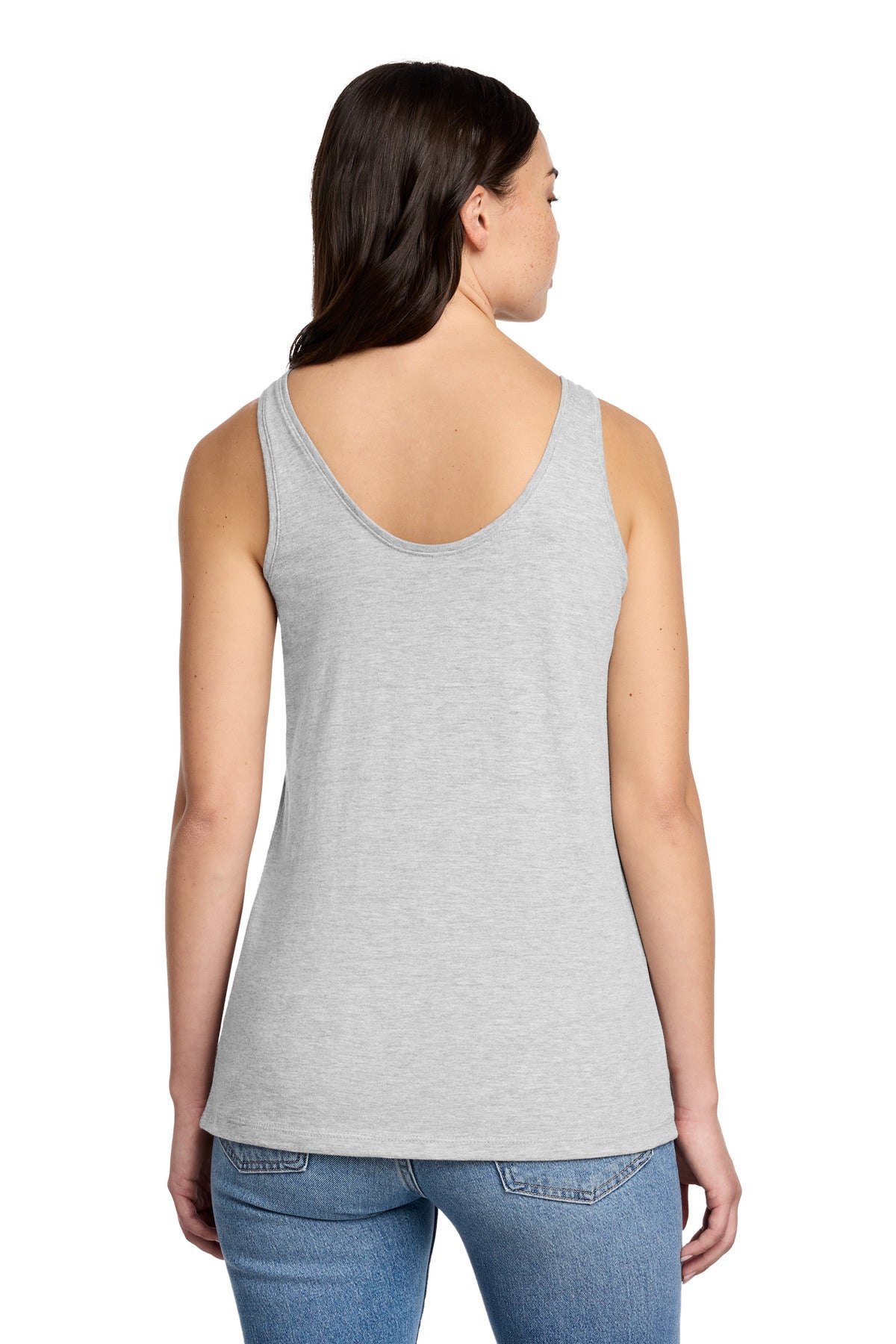 District Women's Perfect Blend CVC V-Neck Tank DT154 Light Heather Grey