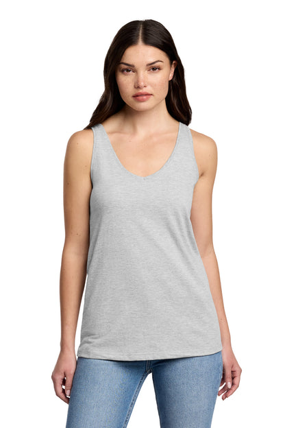 District Women's Perfect Blend CVC V-Neck Tank DT154 Light Heather Grey