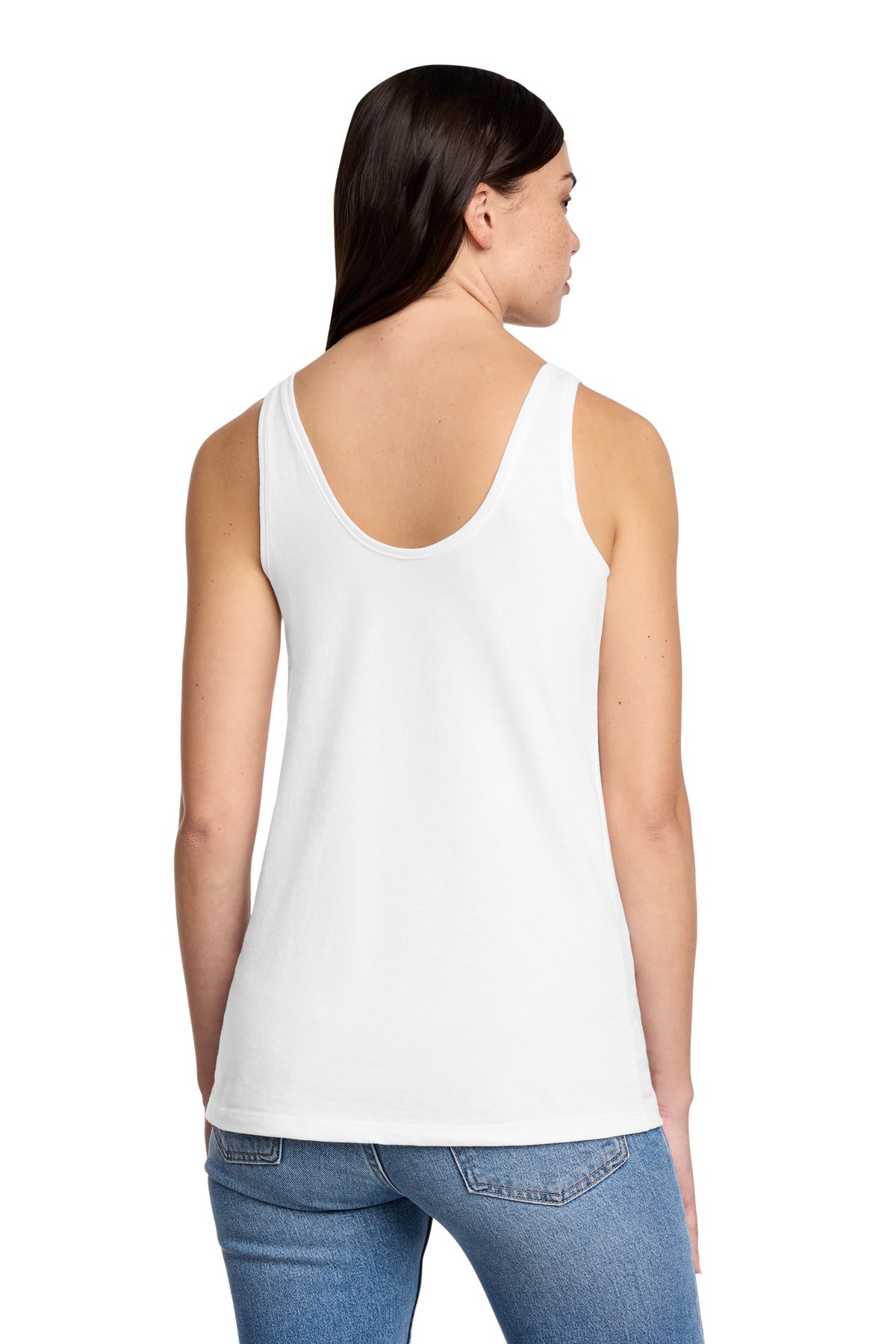 District Women's Perfect Blend CVC V-Neck Tank DT154 White