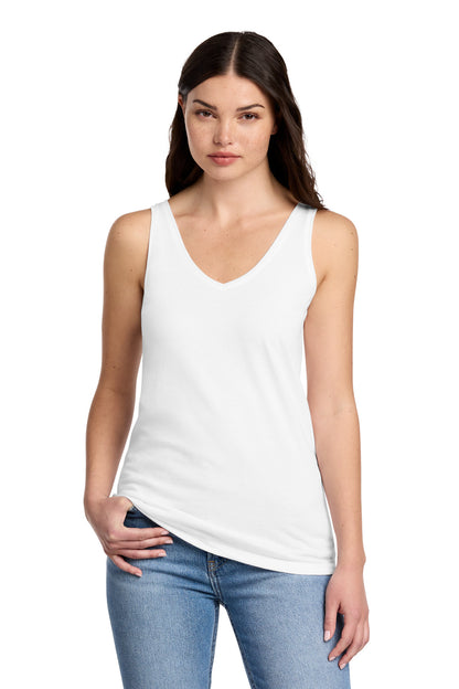 District Women's Perfect Blend CVC V-Neck Tank DT154 White