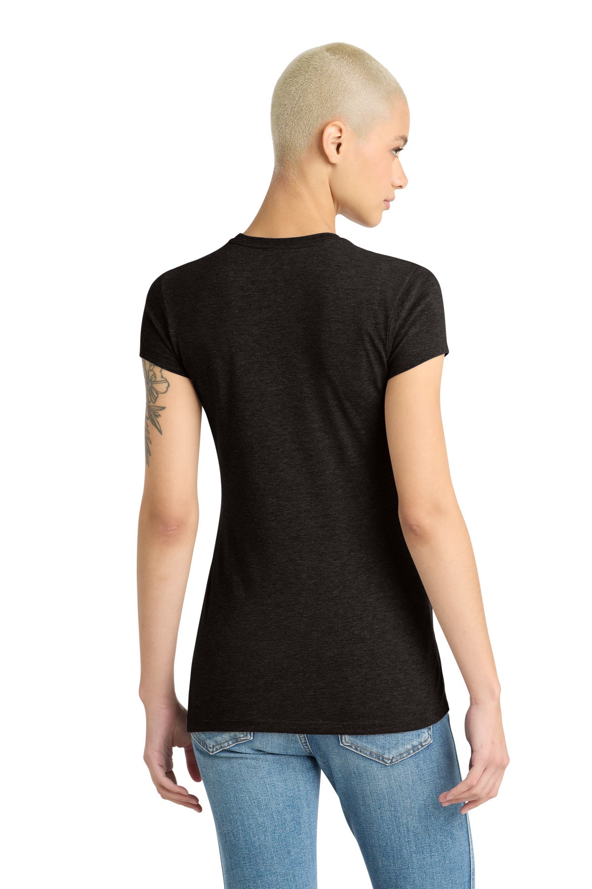 District Women's Fitted Perfect Tri Tee DT155 Black Frost