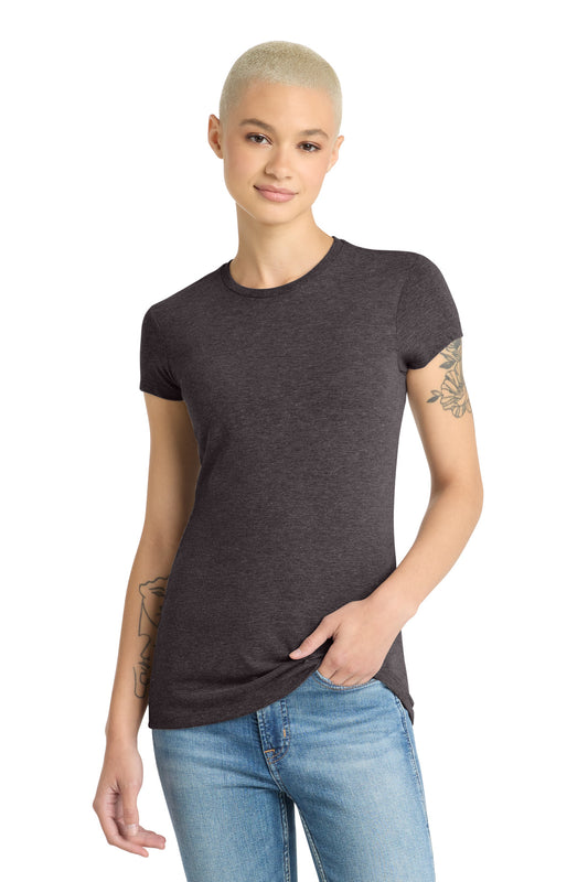 District Women's Fitted Perfect Tri Tee DT155 Heathered Charcoal