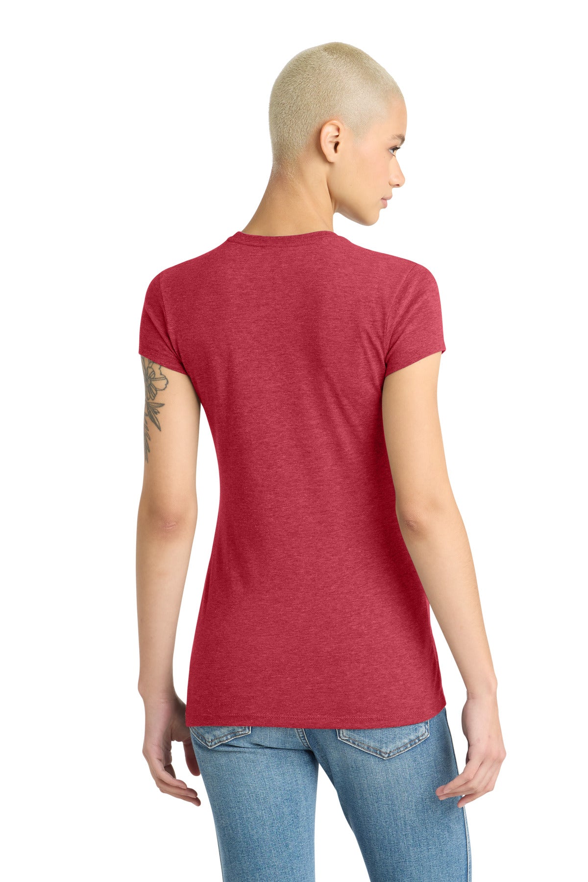 District Women's Fitted Perfect Tri Tee DT155 Red Frost