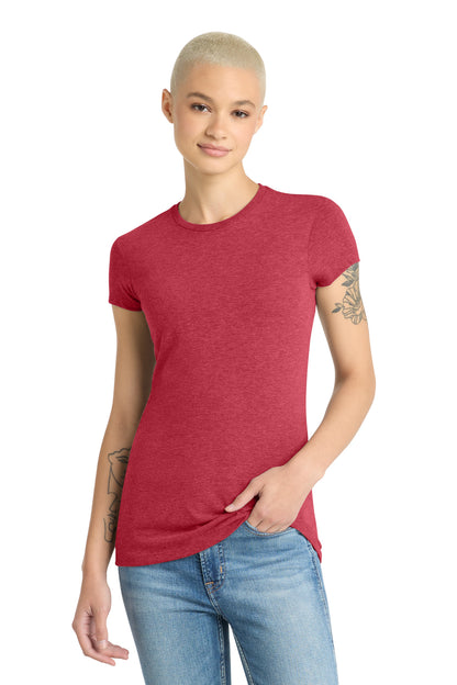 District Women's Fitted Perfect Tri Tee DT155 Red Frost