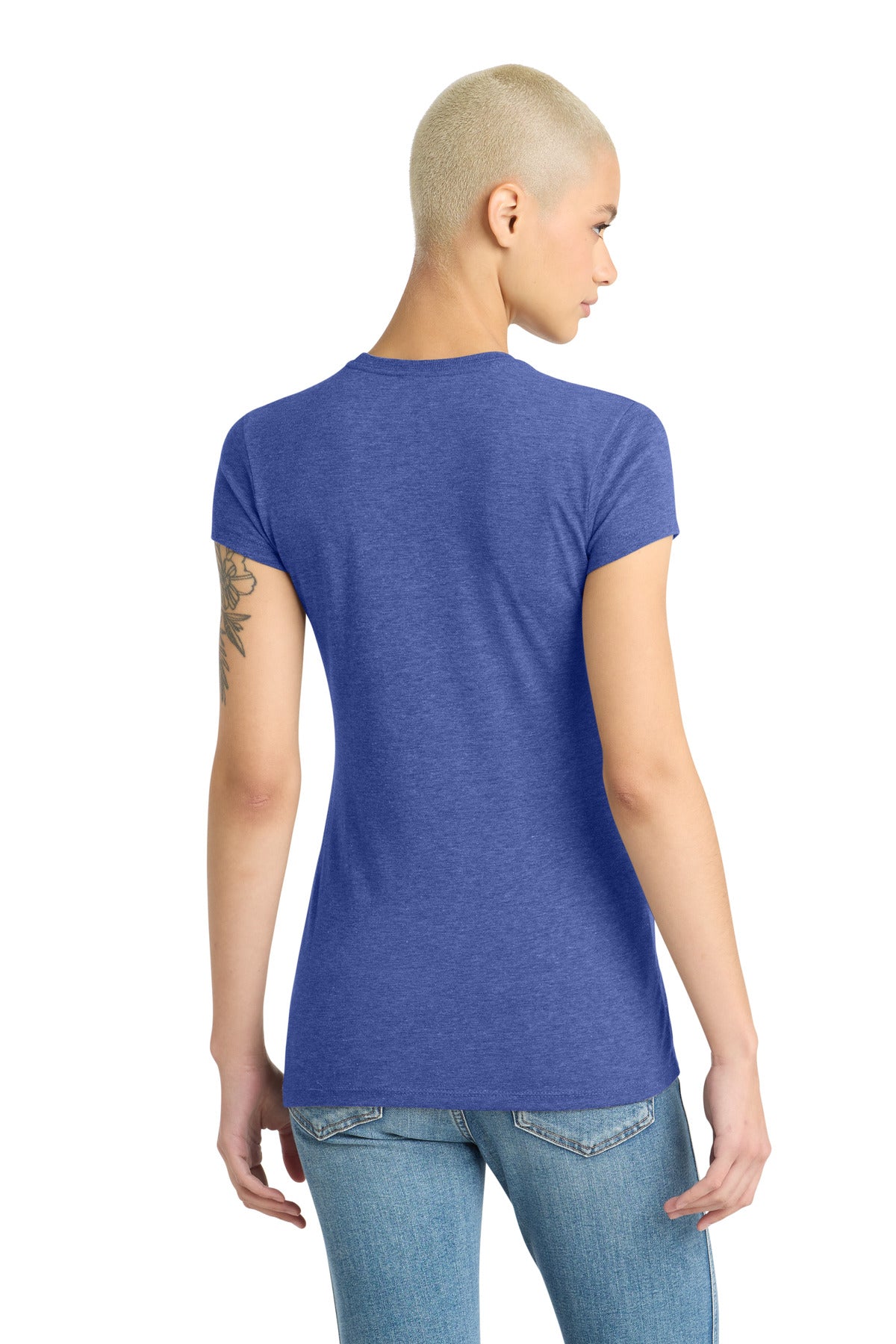 District Women's Fitted Perfect Tri Tee DT155 Royal Frost