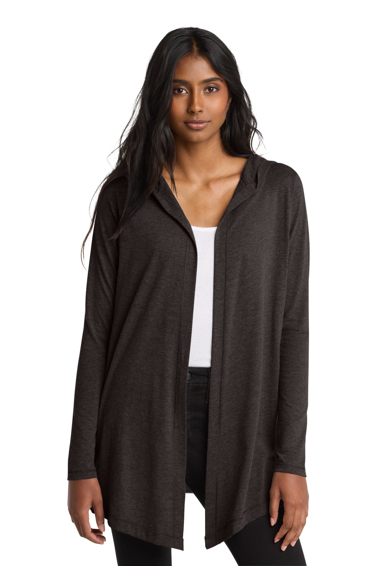 District Women's Perfect Tri Hooded Cardigan DT156 Black Frost