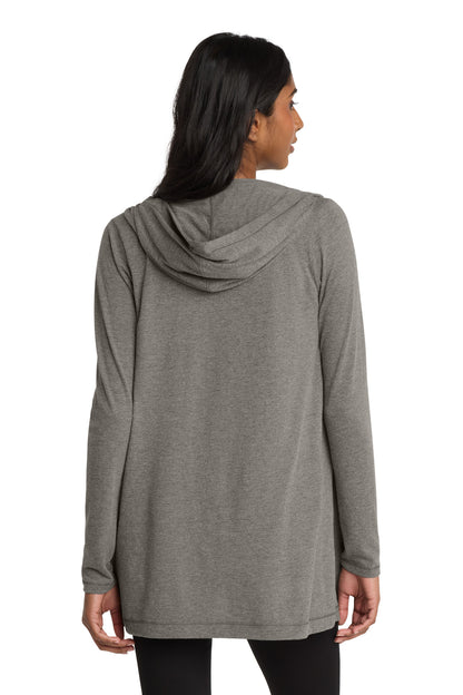 District Women's Perfect Tri Hooded Cardigan DT156 Grey Frost