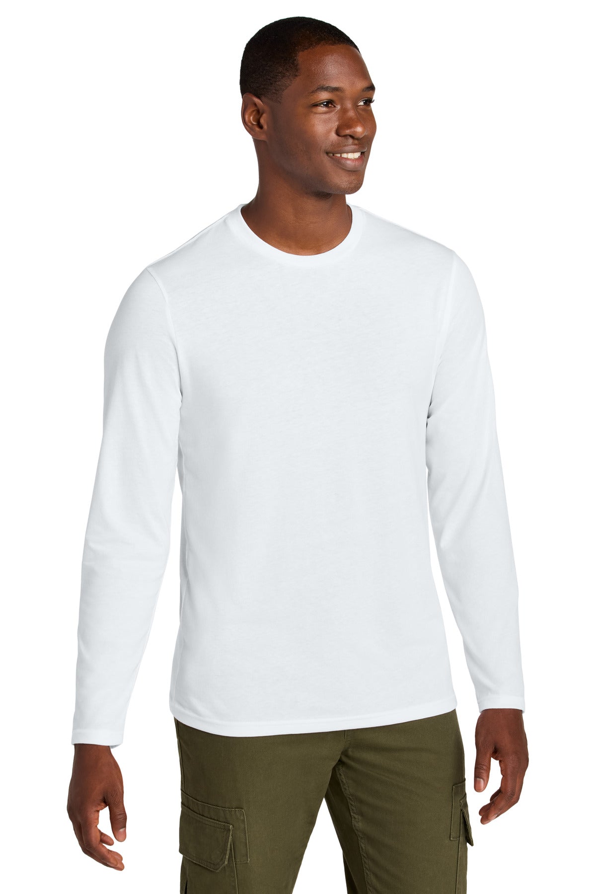 District Perfect Weight CVC Long Sleeve Tee DT185 Bright White