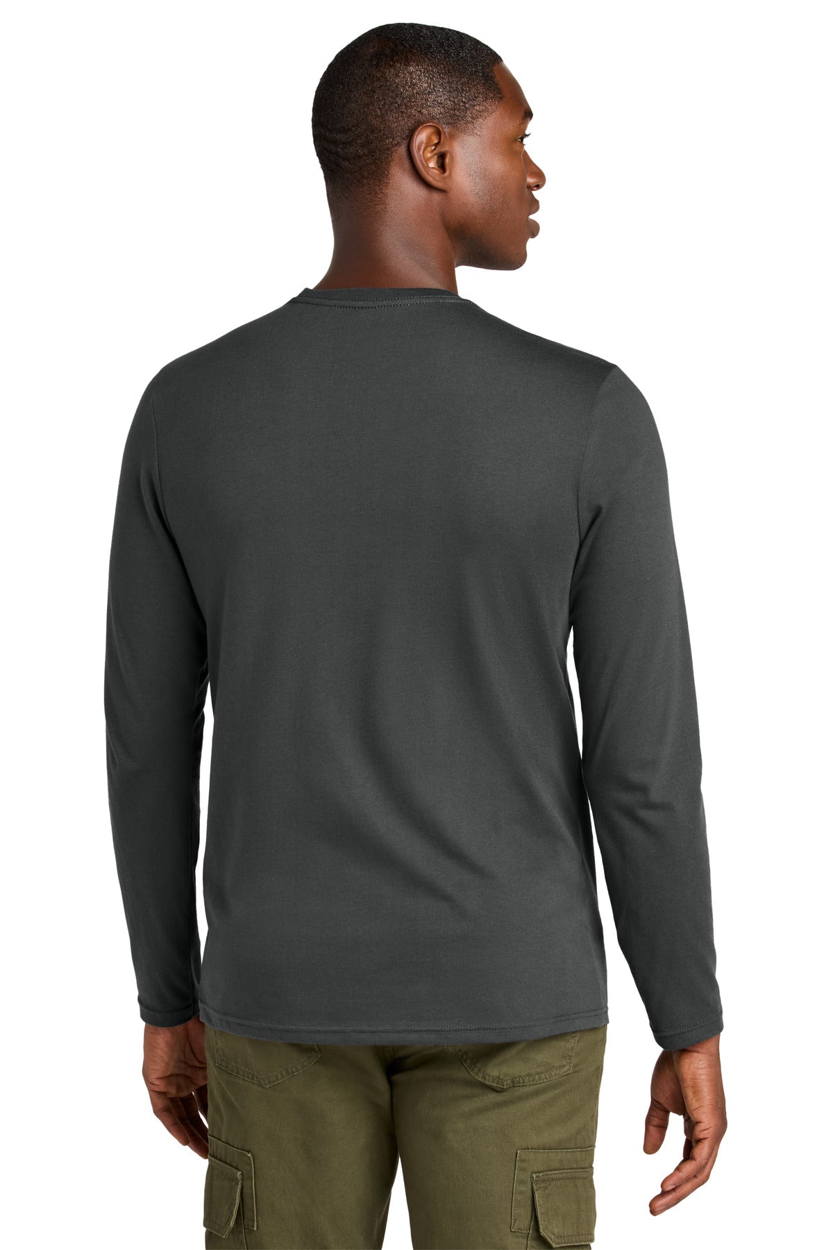 District Perfect Weight CVC Long Sleeve Tee DT185 Charcoal