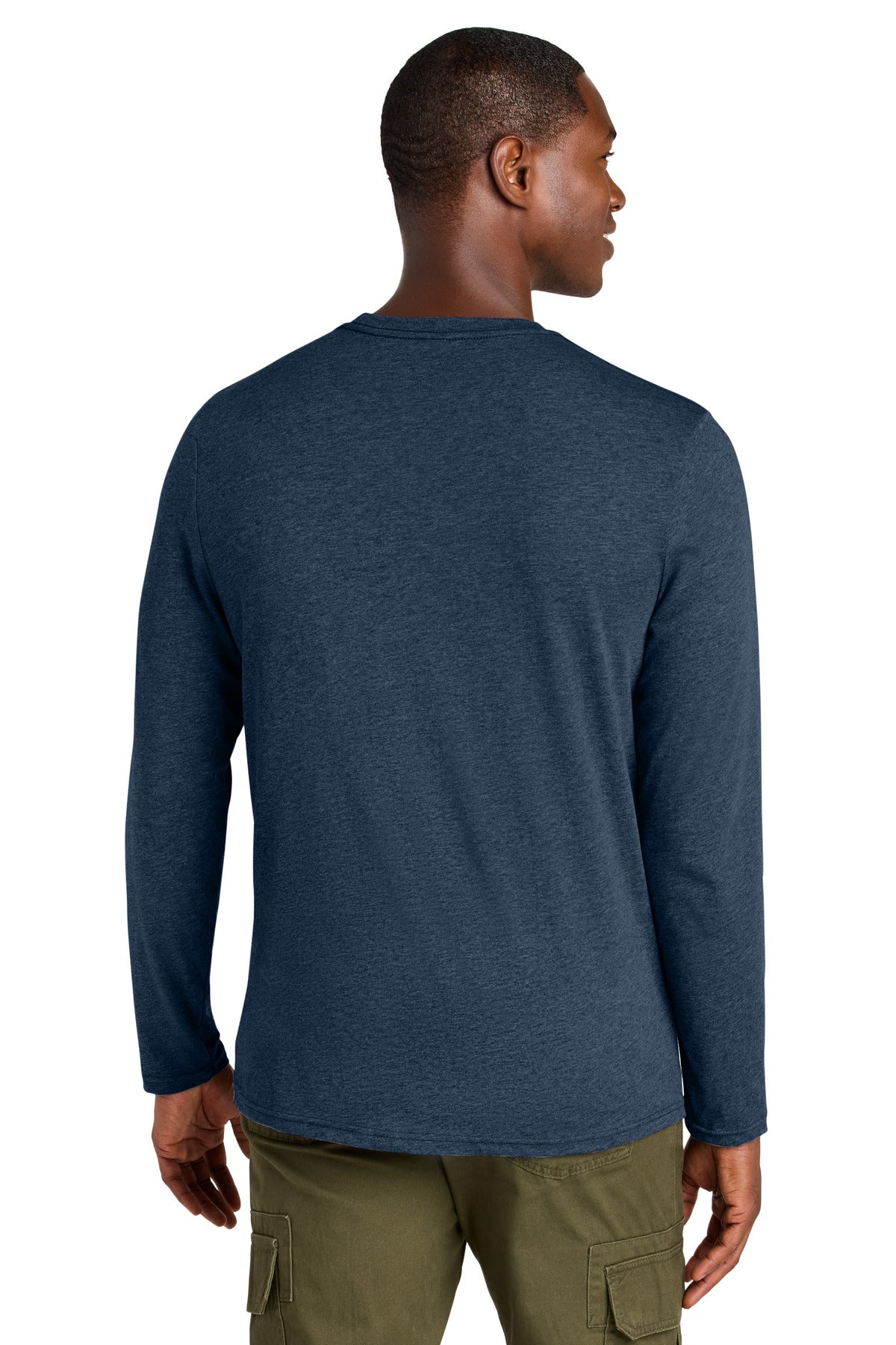 District Perfect Weight CVC Long Sleeve Tee DT185 Heathered Navy