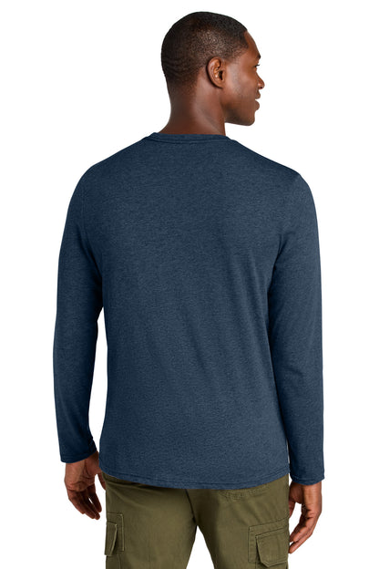District Perfect Weight CVC Long Sleeve Tee DT185 Heathered Navy