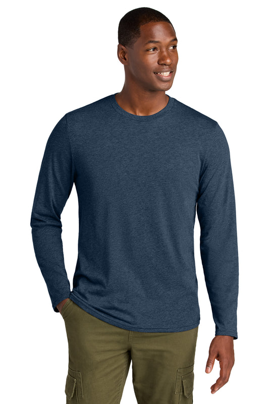 District Perfect Weight CVC Long Sleeve Tee DT185 Heathered Navy