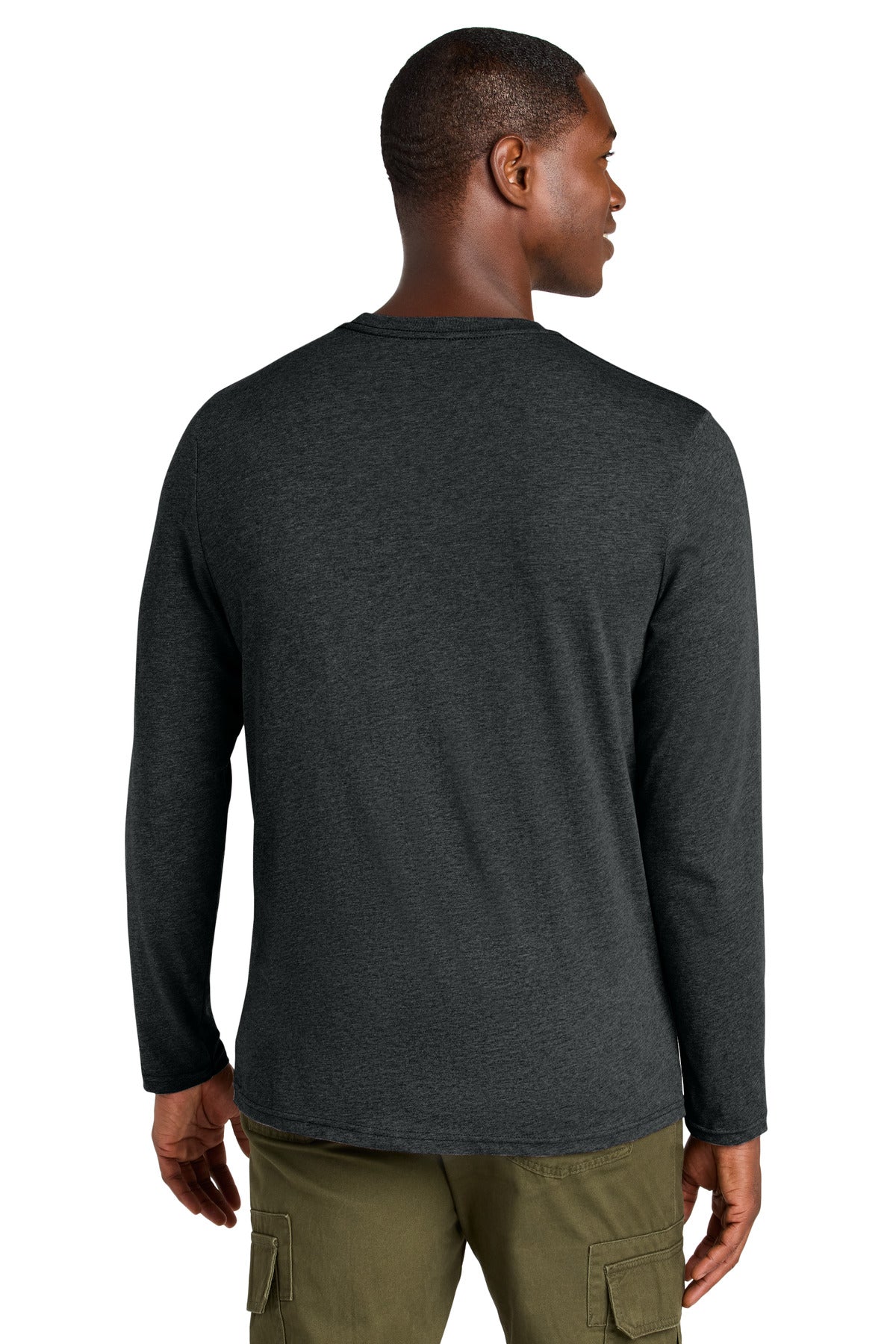 District Perfect Weight CVC Long Sleeve Tee DT185 Jet Black Heather
