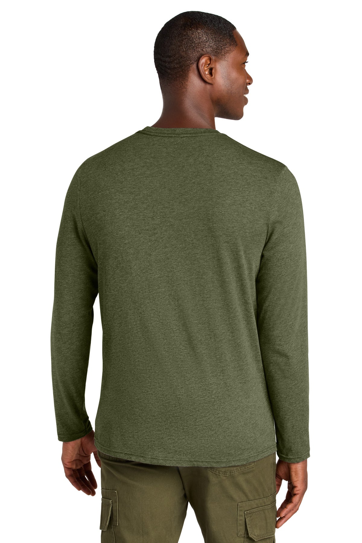 District Perfect Weight CVC Long Sleeve Tee DT185 Military Green Heather