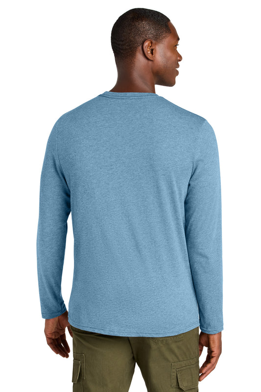 District Perfect Weight CVC Long Sleeve Tee DT185 Tundra Blue Heather