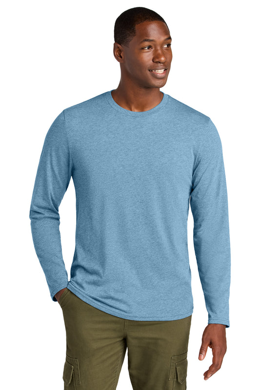 District Perfect Weight CVC Long Sleeve Tee DT185 Tundra Blue Heather